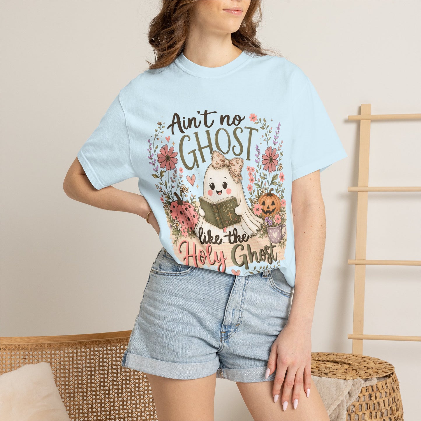 T-Shirt — "Ain't No Ghost Like the Holy Ghost" Cute Fall Christian Tee