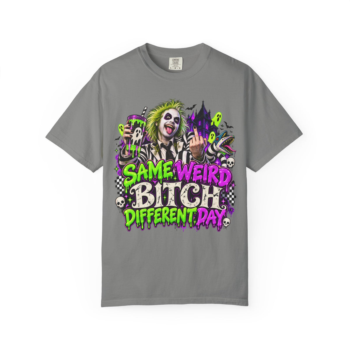 "Same Weird Bitch Different Day" Neon Horror Tee