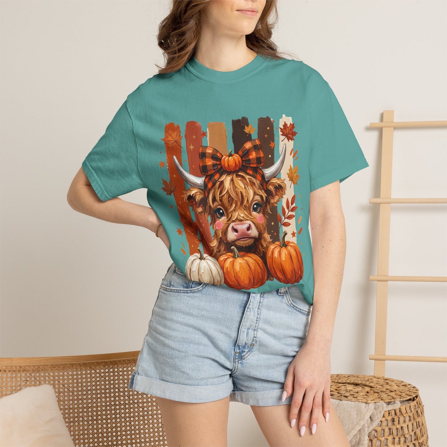 Autumn Highland Cow T-Shirt — Pumpkin Patch Fall Tee