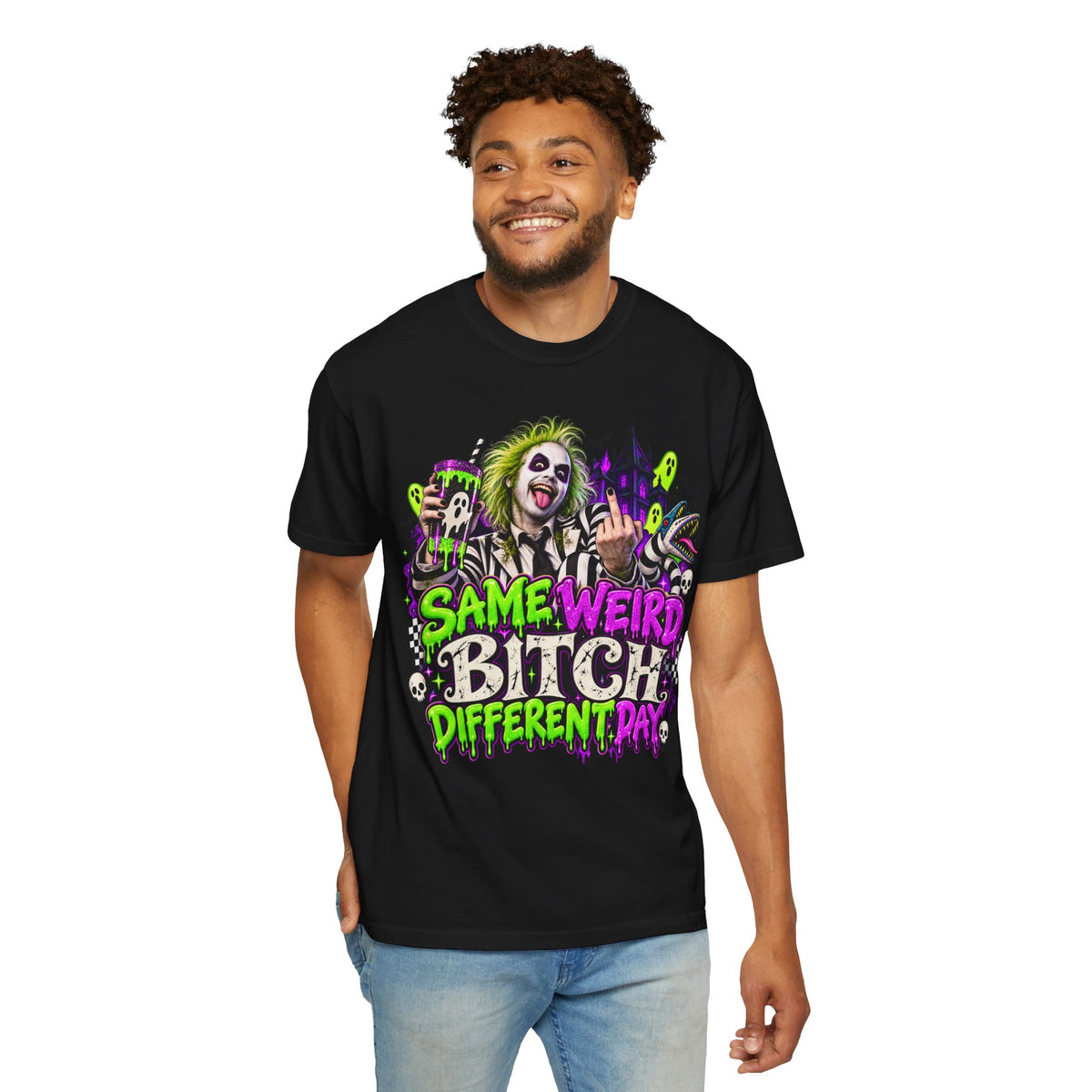 "Same Weird Bitch Different Day" Neon Horror Tee