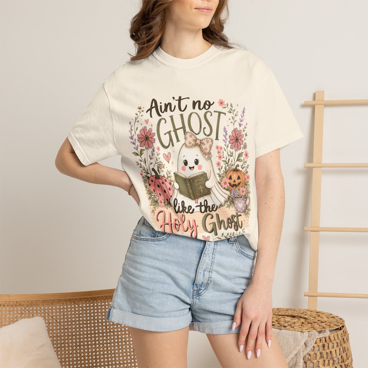 T-Shirt — "Ain't No Ghost Like the Holy Ghost" Cute Fall Christian Tee
