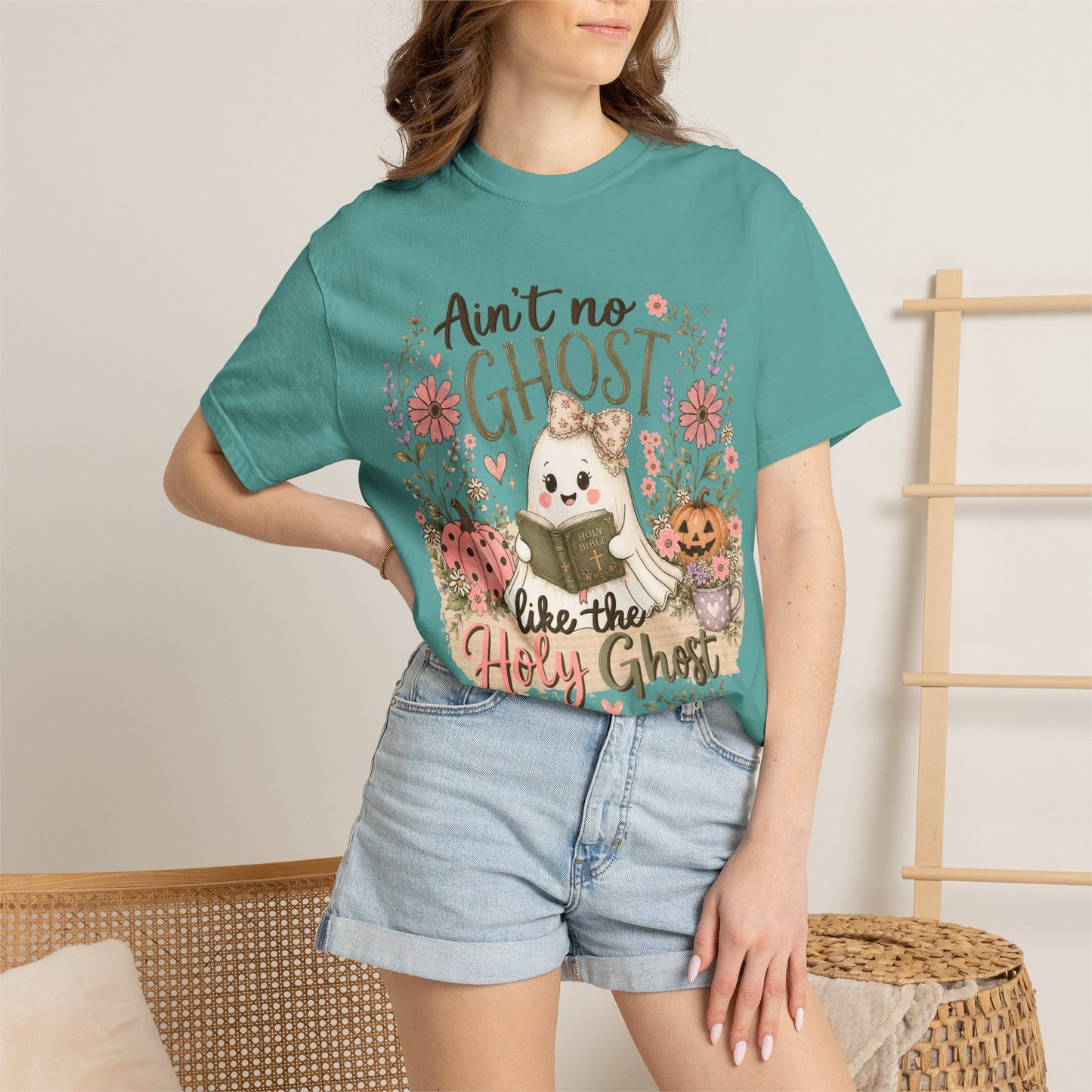 T-Shirt — "Ain't No Ghost Like the Holy Ghost" Cute Fall Christian Tee