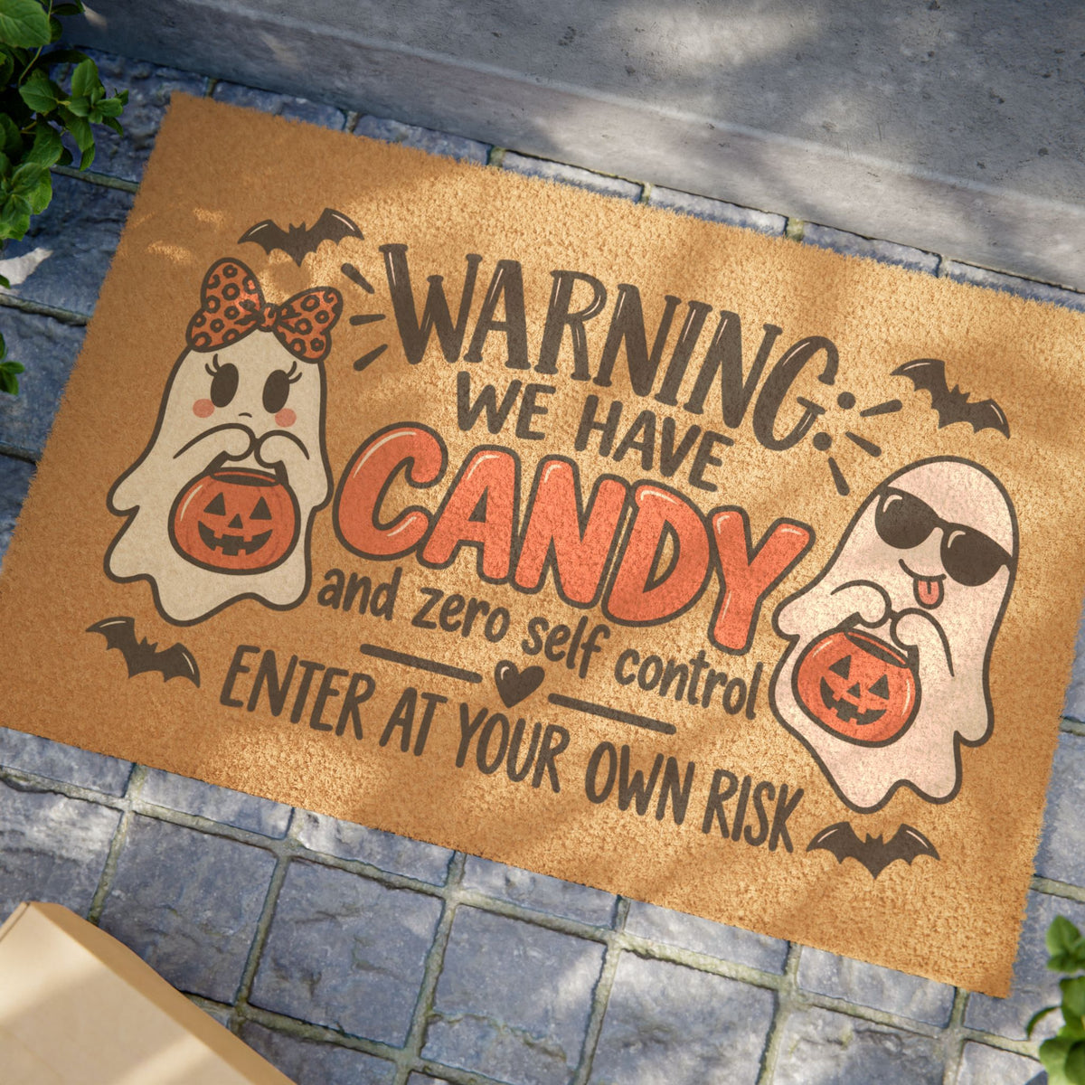 Halloween Doormat "Warning We Have Candy and Zero Self Control"