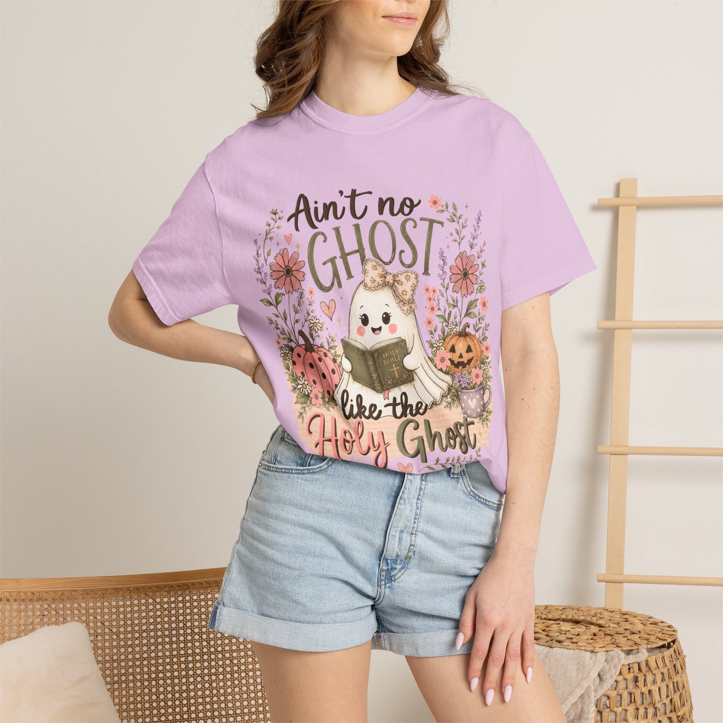 T-Shirt — "Ain't No Ghost Like the Holy Ghost" Cute Fall Christian Tee
