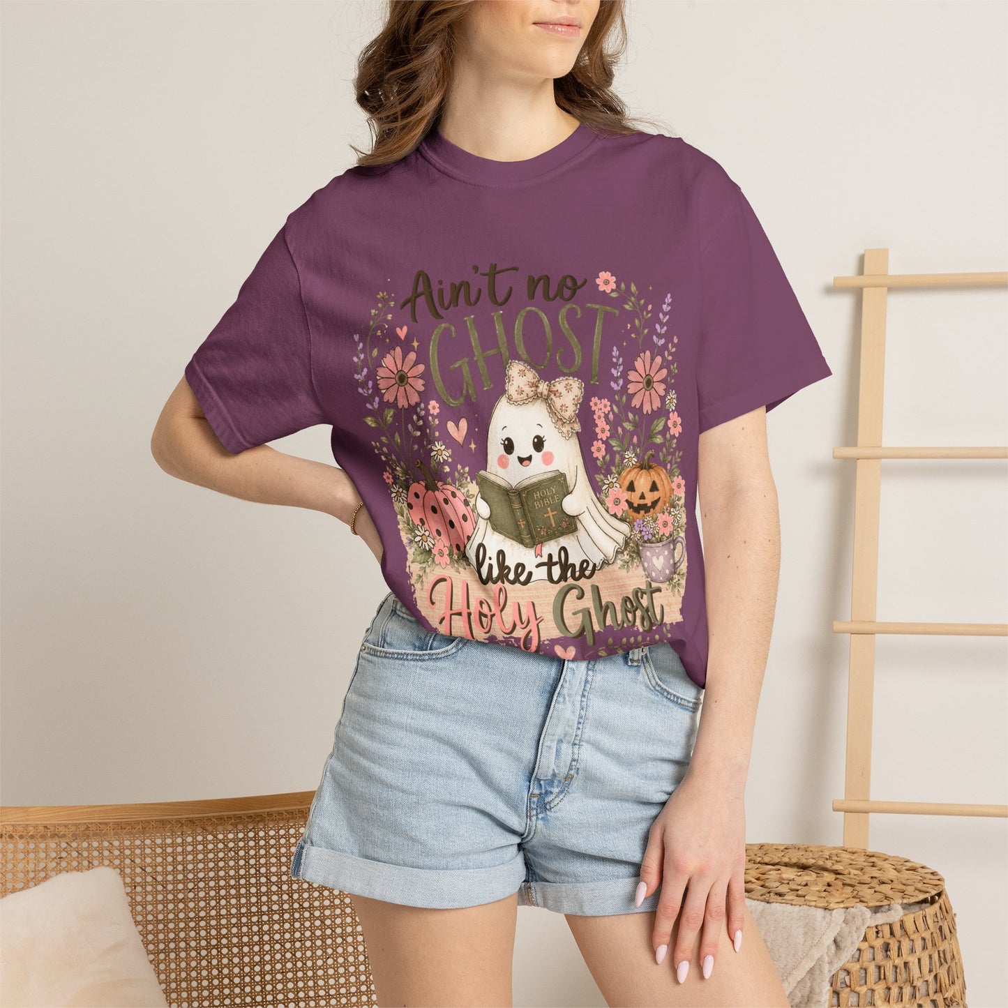T-Shirt — "Ain't No Ghost Like the Holy Ghost" Cute Fall Christian Tee