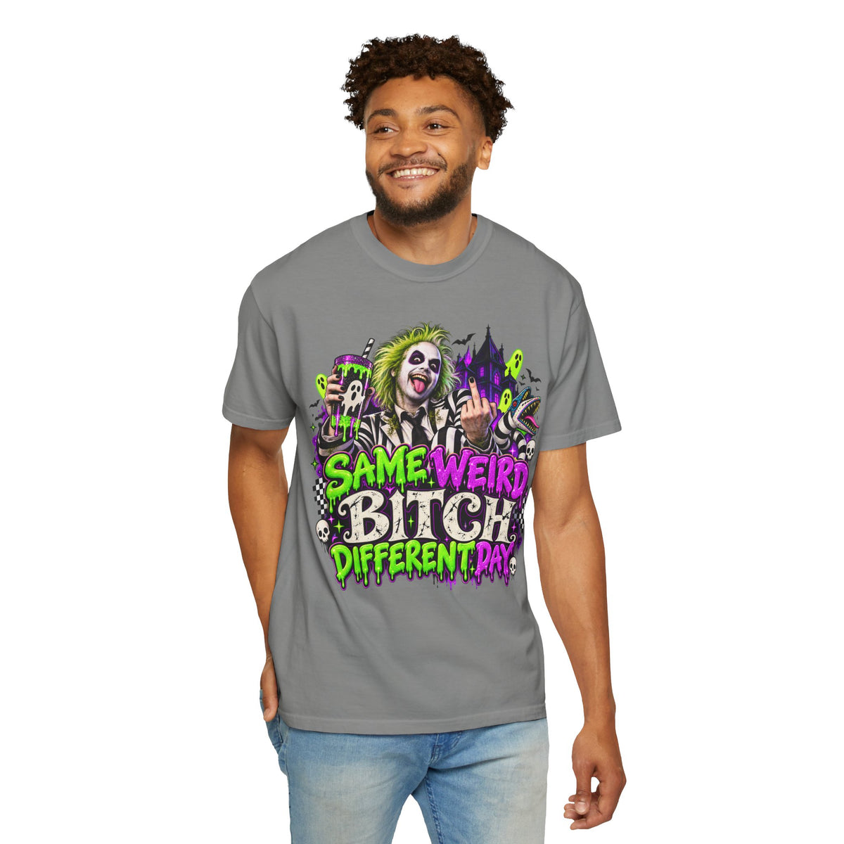 "Same Weird Bitch Different Day" Neon Horror Tee