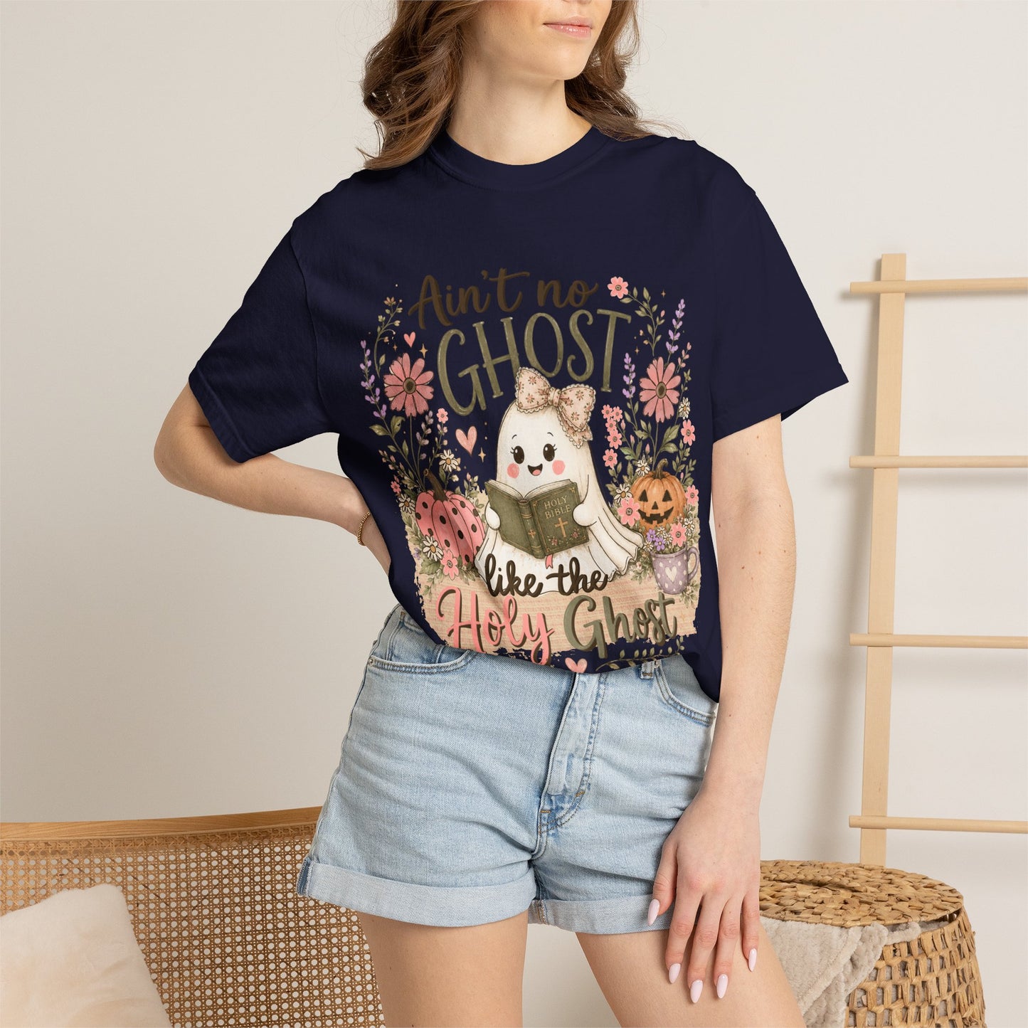 T-Shirt — "Ain't No Ghost Like the Holy Ghost" Cute Fall Christian Tee