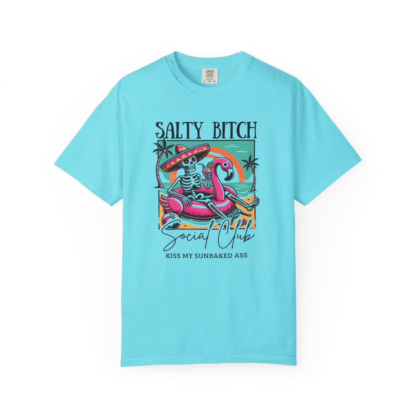 Salty Bitch Beach Vibes T-Shirt — Retro Skeleton Flamingo Summer Tee