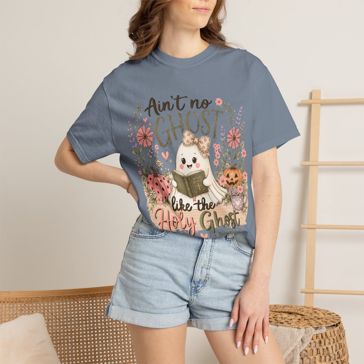 T-Shirt — "Ain't No Ghost Like the Holy Ghost" Cute Fall Christian Tee