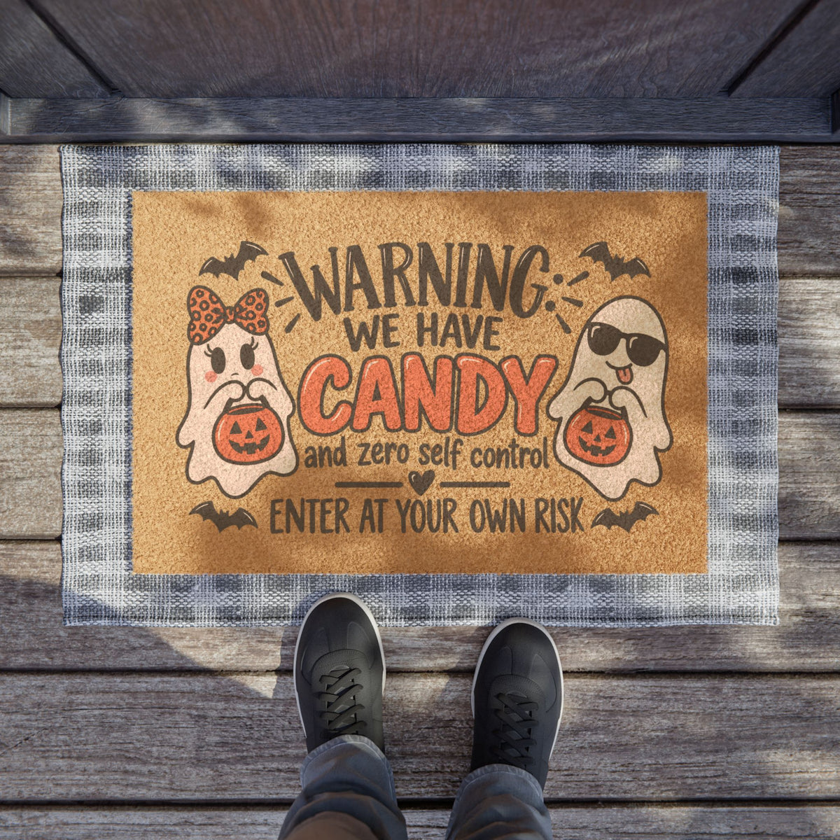 Halloween Doormat "Warning We Have Candy and Zero Self Control"