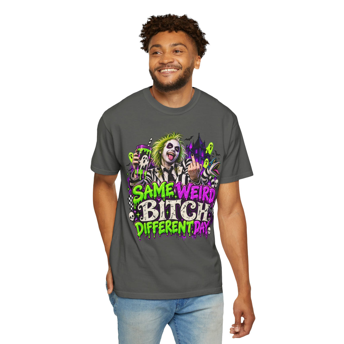 "Same Weird Bitch Different Day" Neon Horror Tee