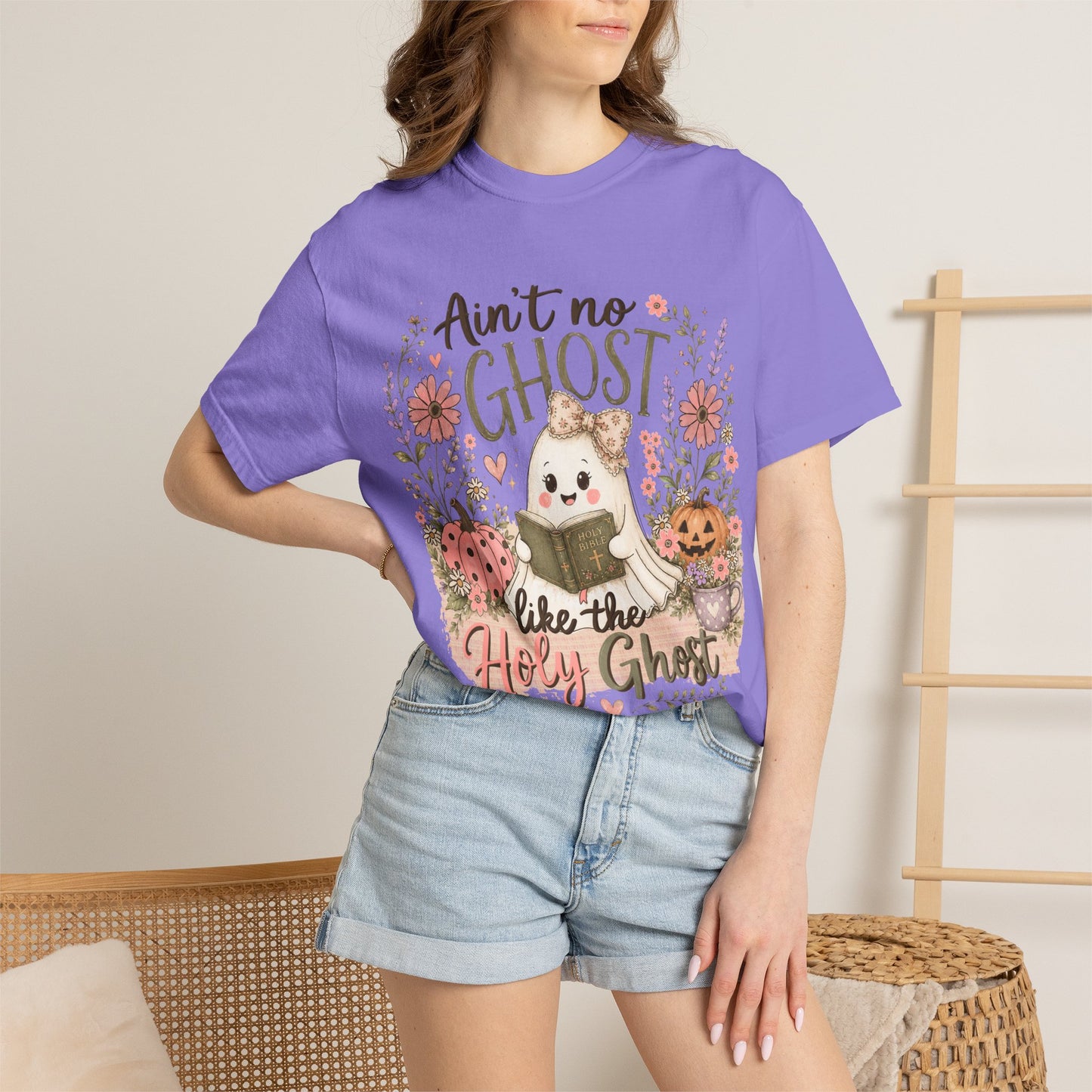 T-Shirt — "Ain't No Ghost Like the Holy Ghost" Cute Fall Christian Tee