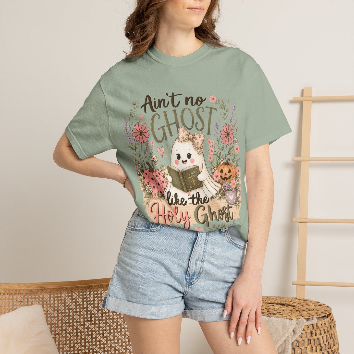 T-Shirt — "Ain't No Ghost Like the Holy Ghost" Cute Fall Christian Tee