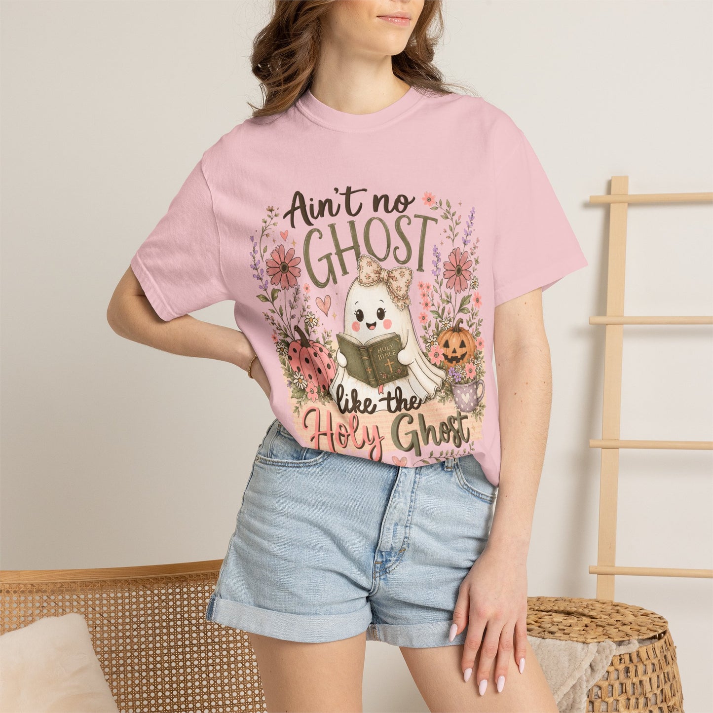 T-Shirt — "Ain't No Ghost Like the Holy Ghost" Cute Fall Christian Tee