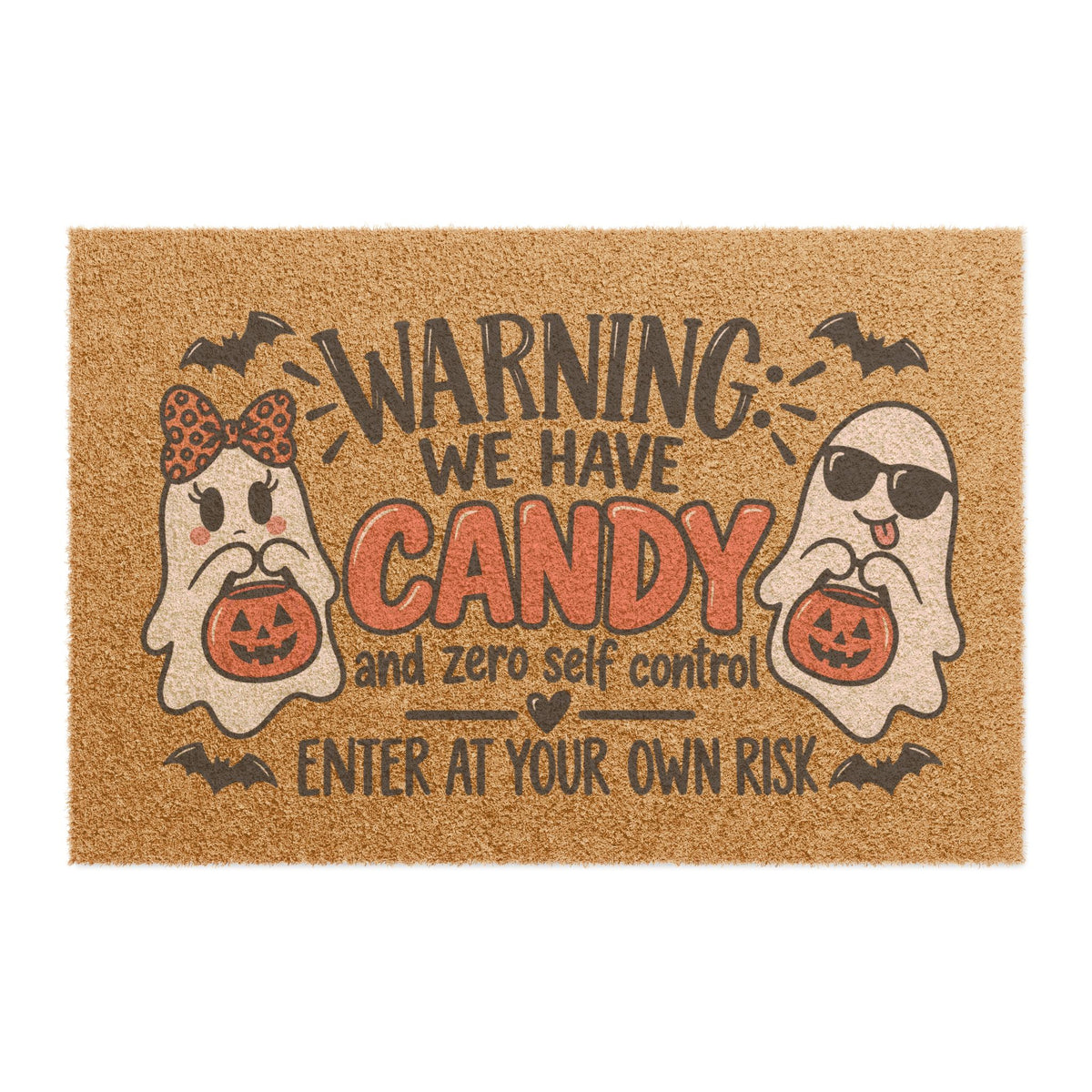Halloween Doormat "Warning We Have Candy and Zero Self Control"
