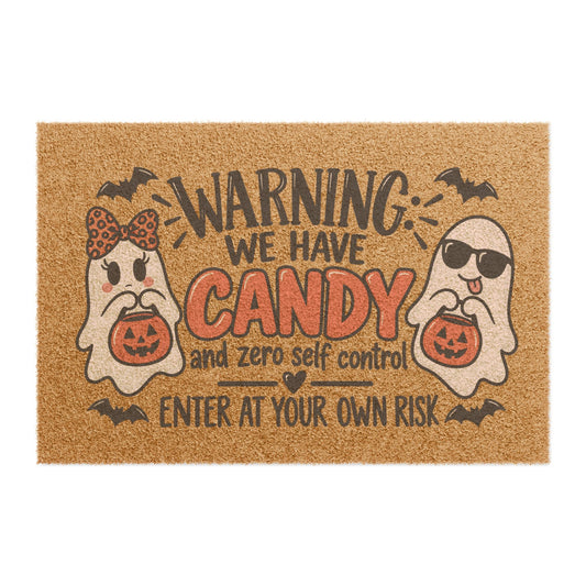 Halloween Doormat "Warning We Have Candy and Zero Self Control"