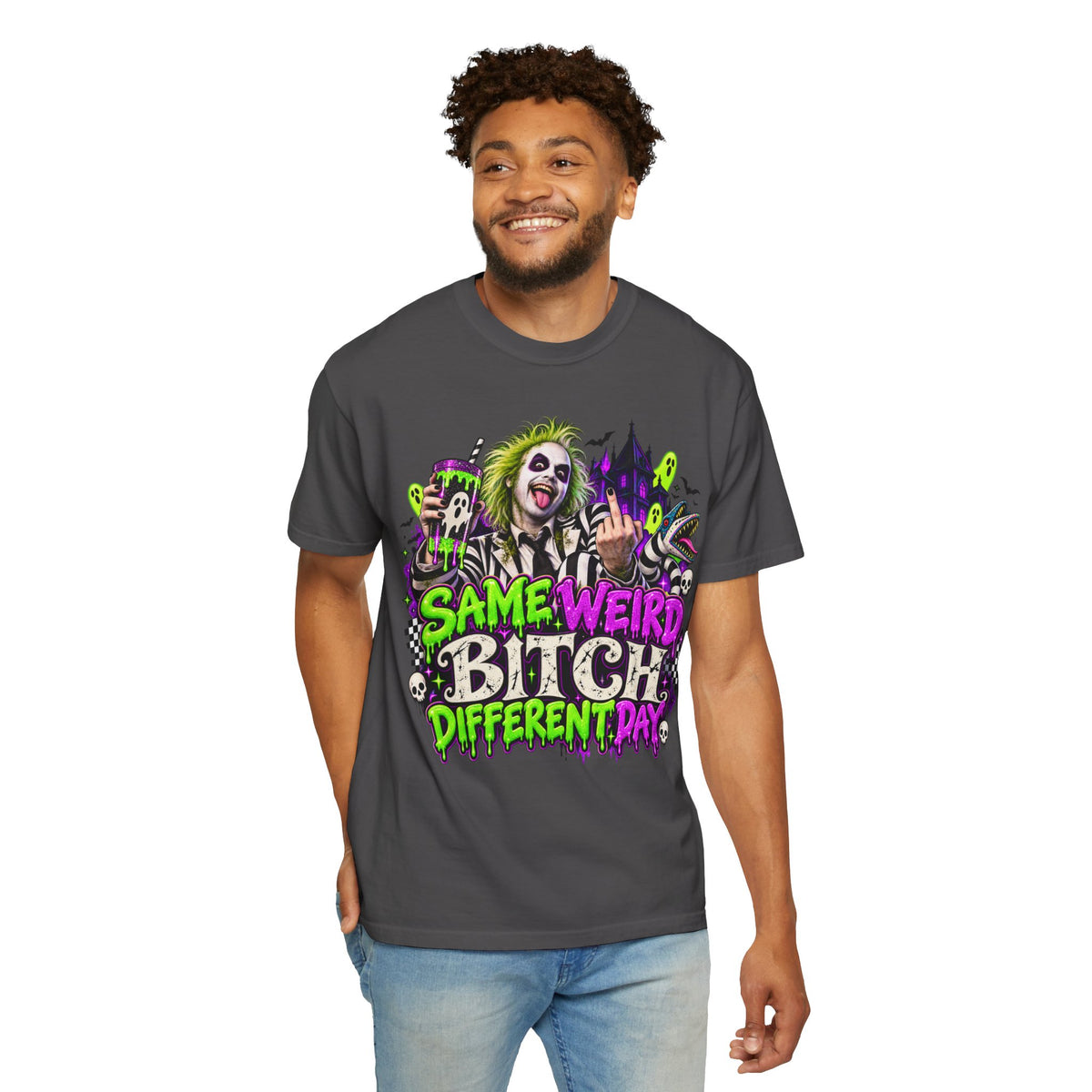 "Same Weird Bitch Different Day" Neon Horror Tee